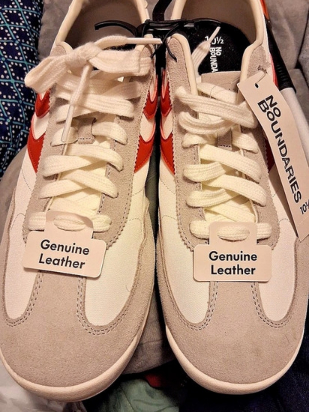 No Boundaries Gray & Red Leather Sneakers US 10.5 NWT
